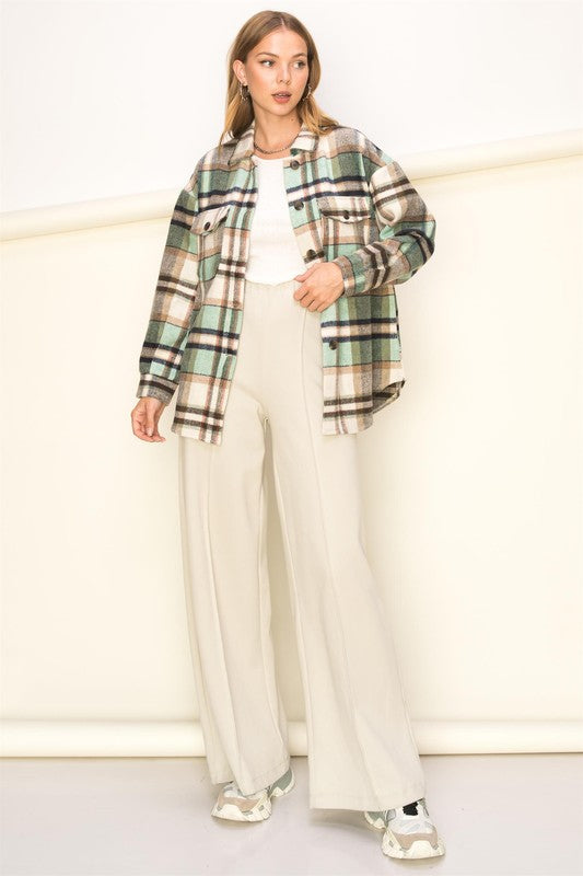 SWEET COMFORT PLAID PATTERN SHACKET