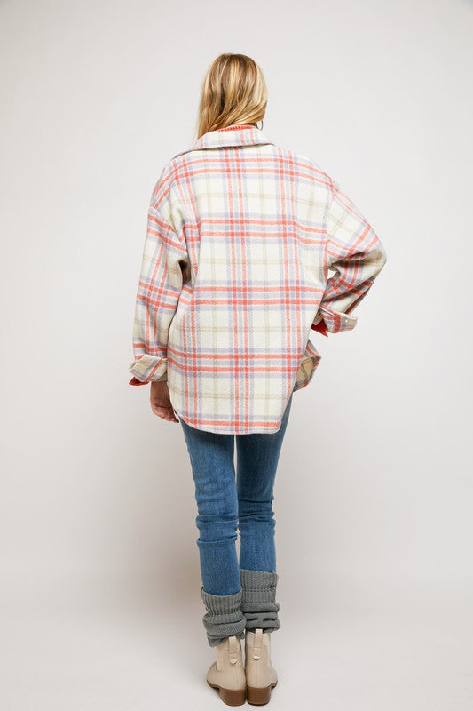 MULTI COLOR PLAID PATCHED SHIRT JACKET