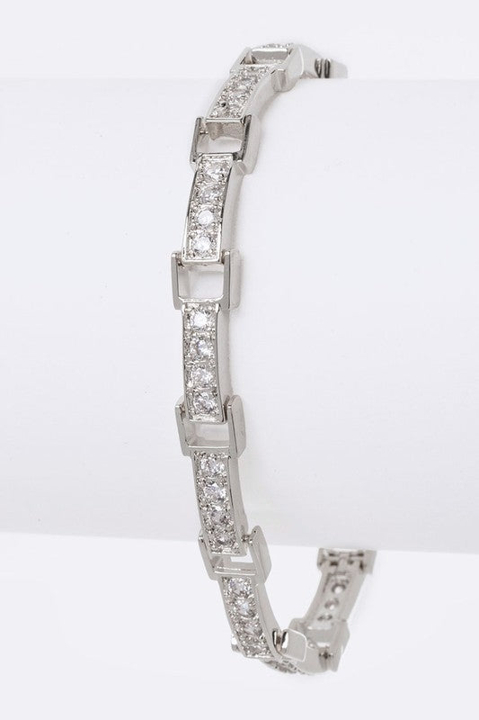 Cubic Zirconia Hinges Tennis Bracelet