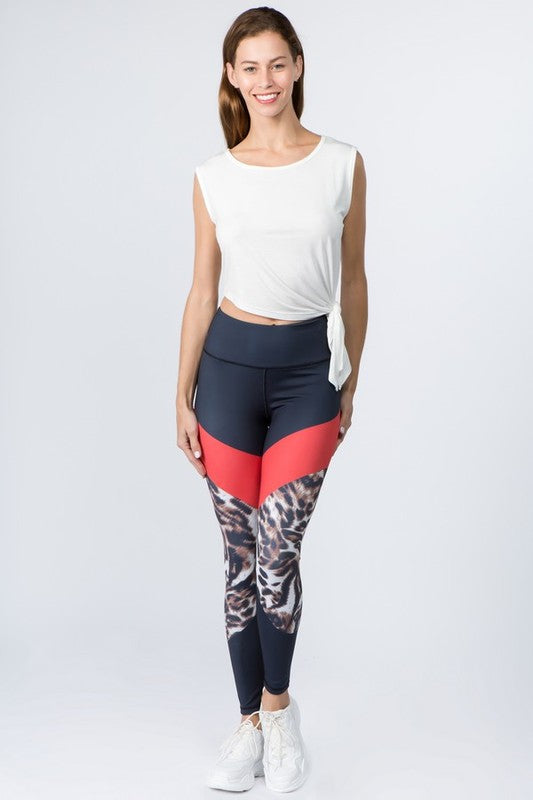 Cheetah Print Active Colorblock Activewear Legging