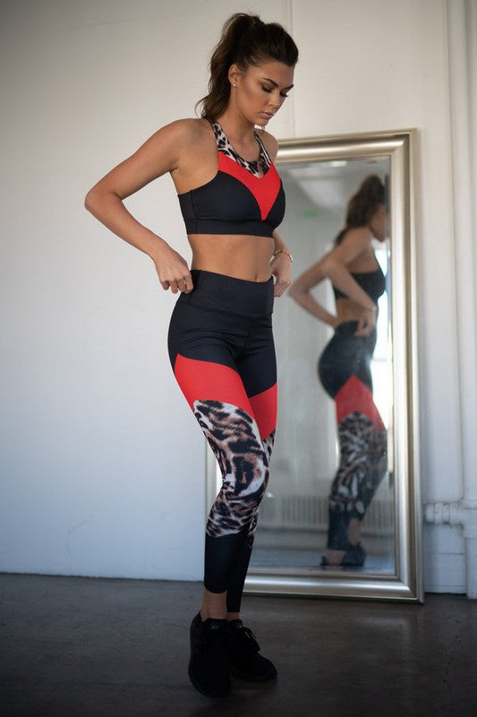 Cheetah Print Active Colorblock Activewear Legging