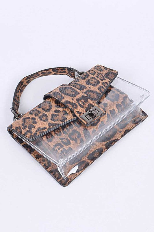 2 In 1 Leopard Print Cleared Bag Set