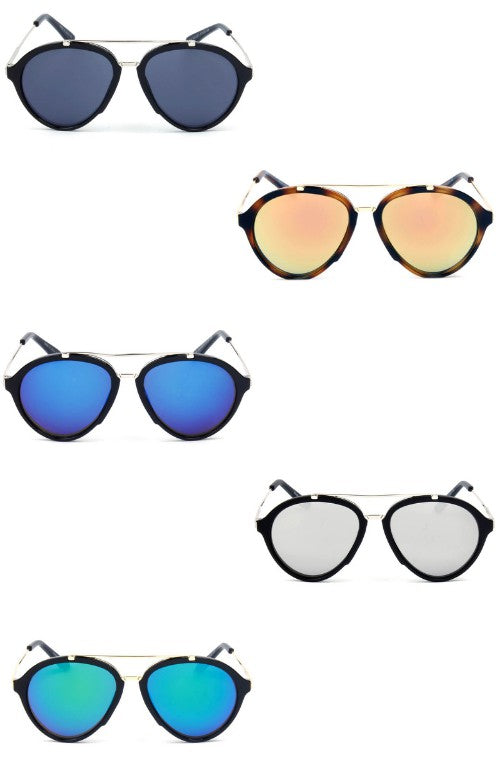 Retro Round Brow-Bar Fashion Sunglasses