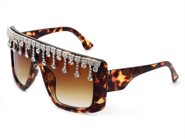 Oversize Square Rhinestone Fashion Sunglasses