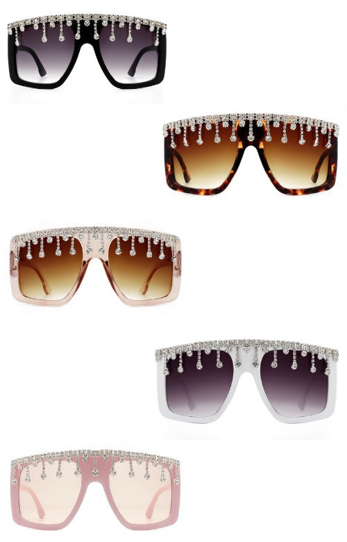 Oversize Square Rhinestone Fashion Sunglasses