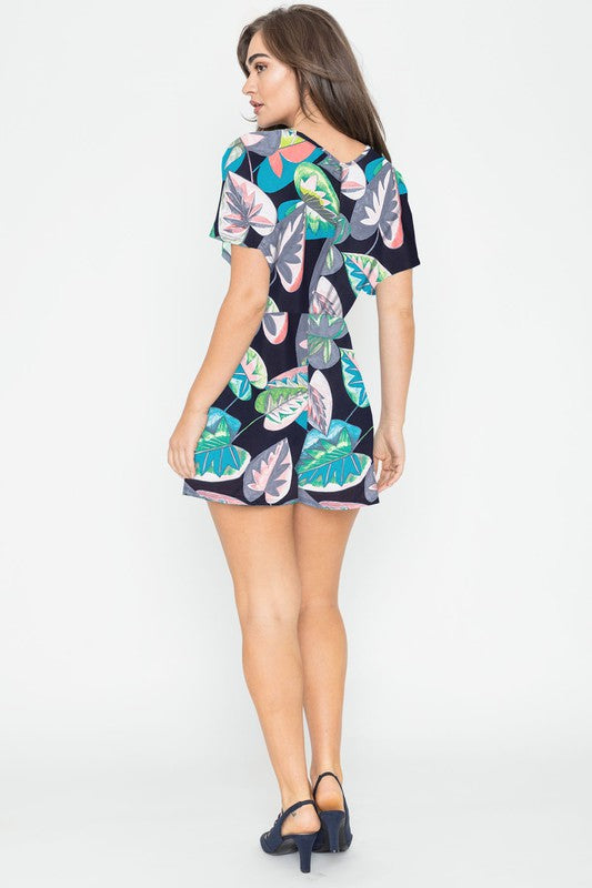 Plus Tropical Kimono Sleeve Romper