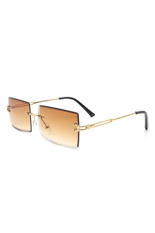 Rimless Retro Rectangle Fashion Sunglasses