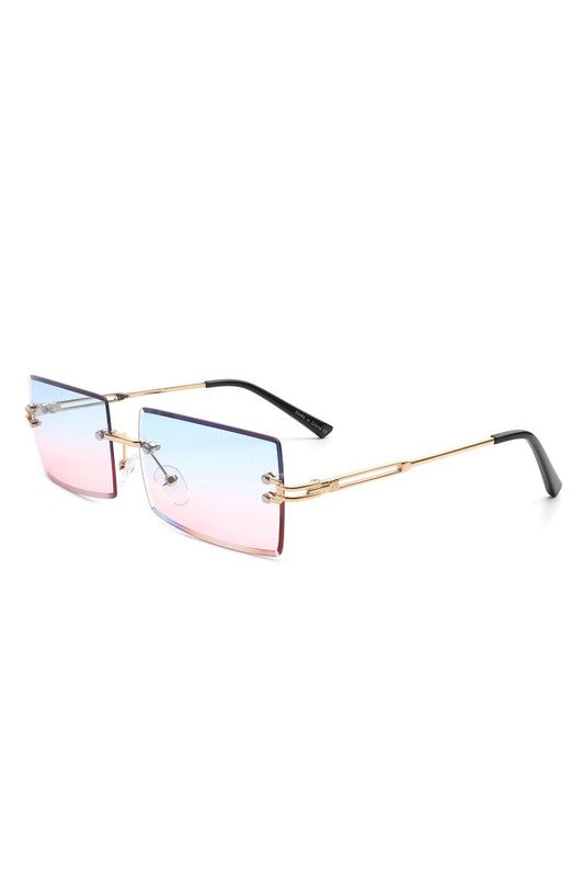 Rimless Retro Rectangle Fashion Sunglasses