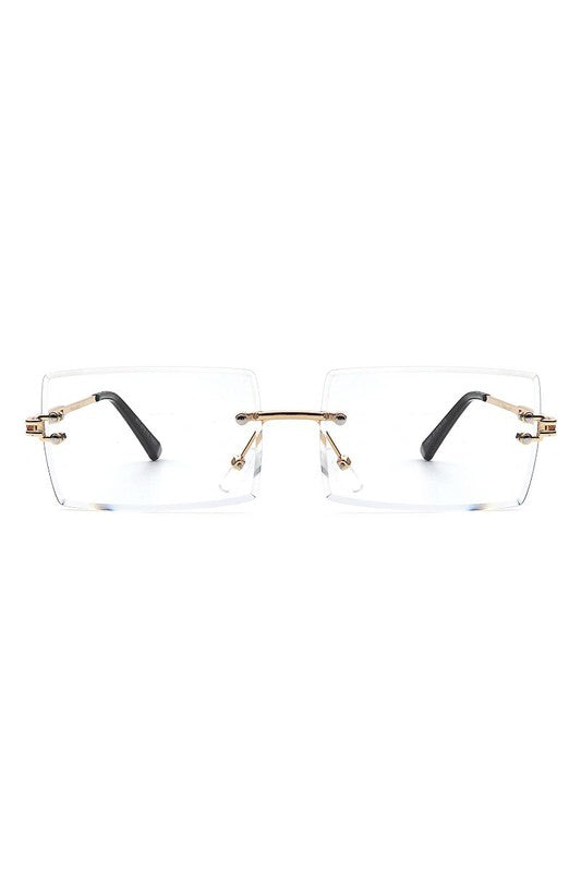 Rimless Retro Rectangle Fashion Sunglasses