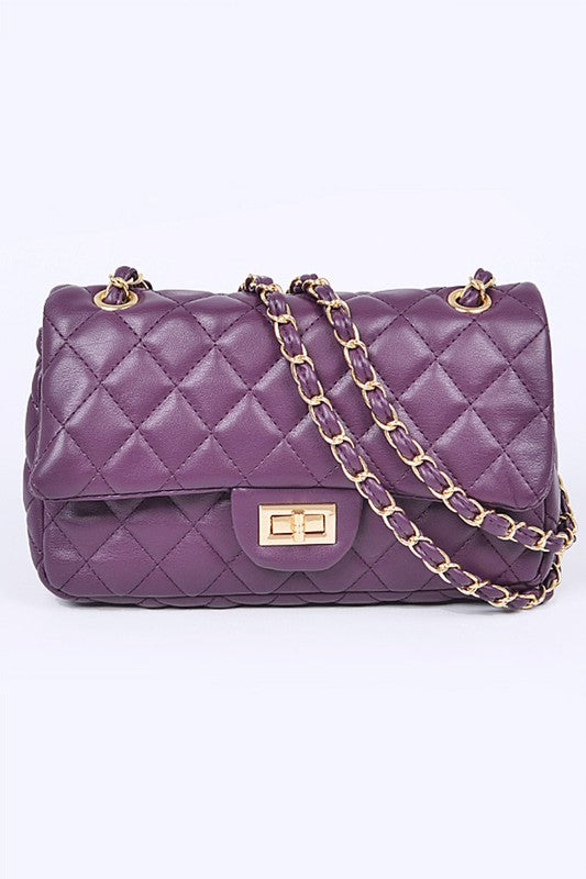 Quilted Turn Lock Convertible Shoulder Bag