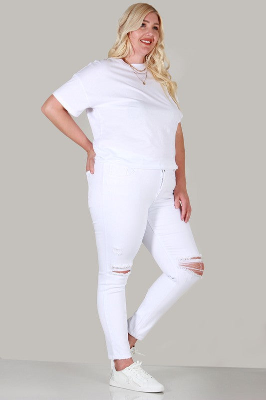 PLUS SIZE SKINNY WITH DESTROY