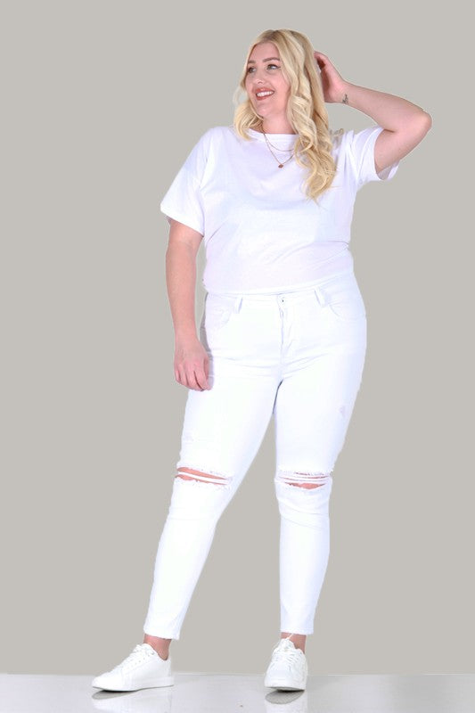 PLUS SIZE SKINNY WITH DESTROY