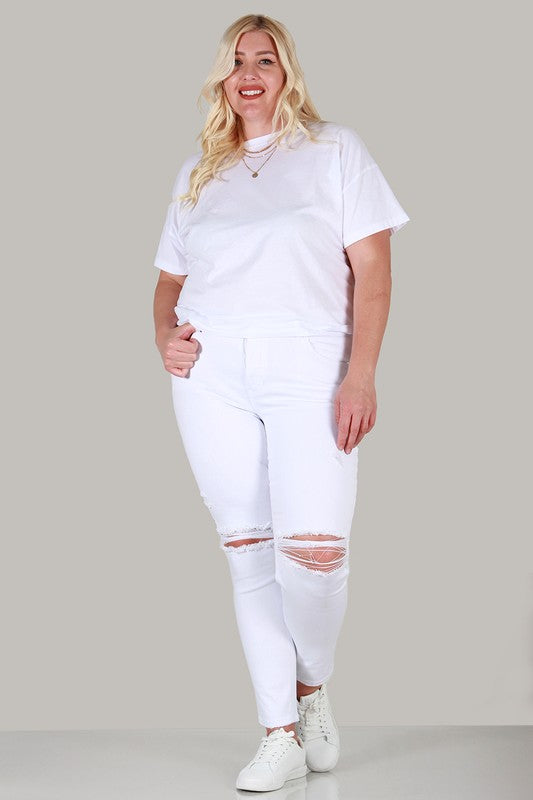 PLUS SIZE SKINNY WITH DESTROY