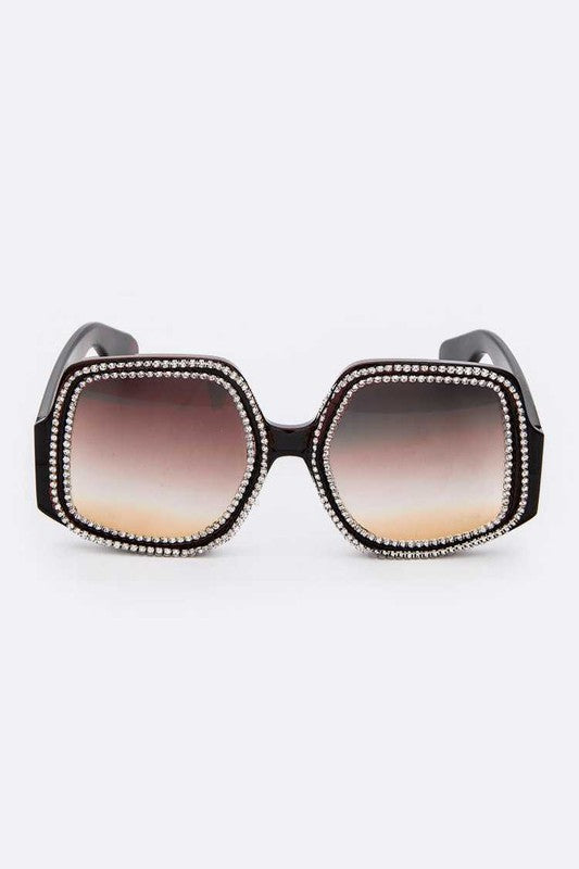 Crystal Pave Iconic Oversize Sunglassses