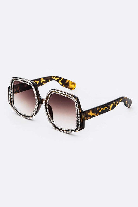 Crystal Pave Iconic Oversize Sunglassses