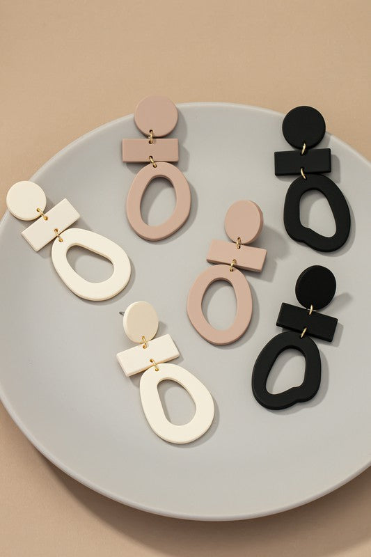 Geo shape link drop earrings