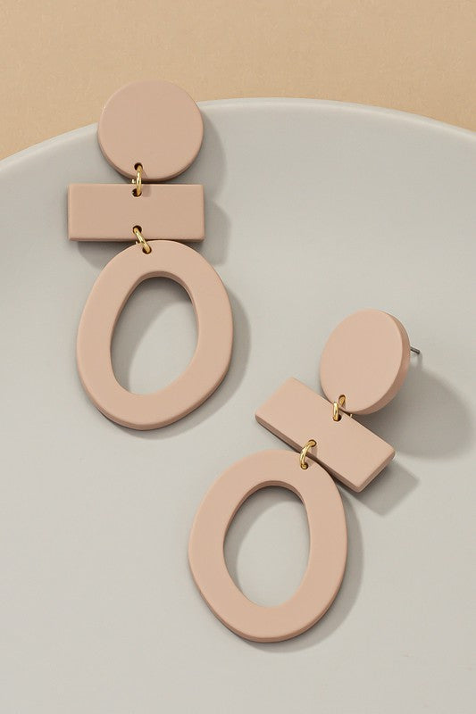 Geo shape link drop earrings