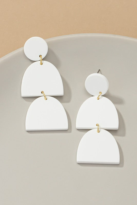 Three linear geo shape drop earrings