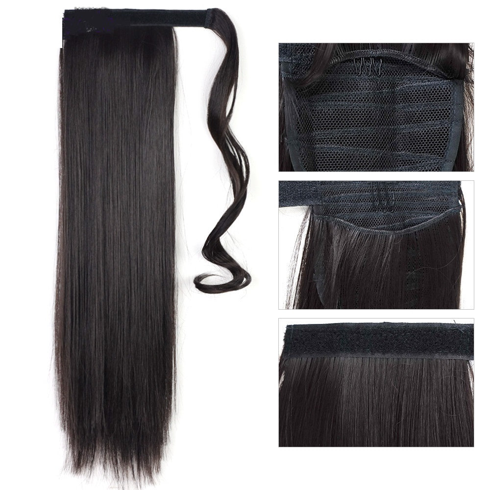 Long Ponytail, Heat-resistant, long, straight, wrap-around clip-in ponytail made of synthetic hair