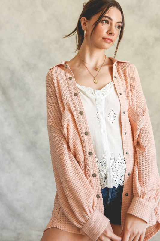 Soft Thermal Knit Shacket Top