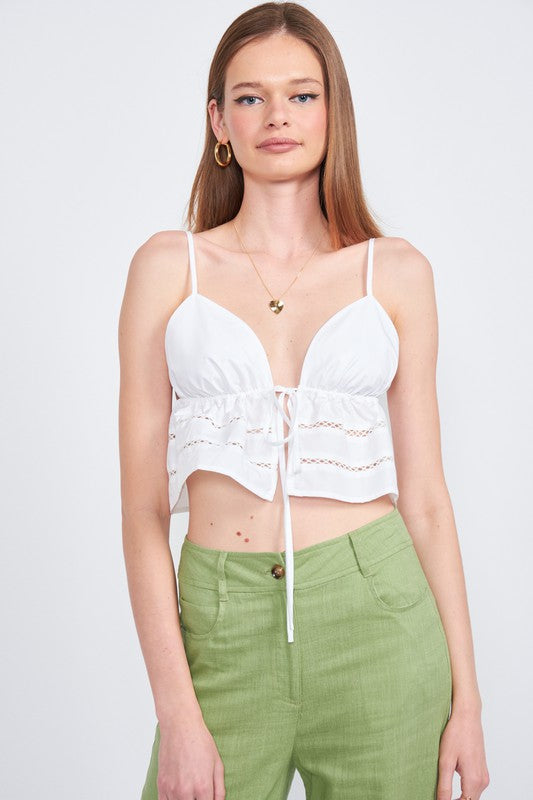 SPAGHETTI STRAP BABYDOLL CROP TOP