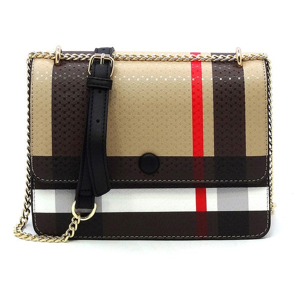 Tartan Plaid Check Flap Crossbody Bag