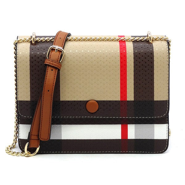 Tartan Plaid Check Flap Crossbody Bag