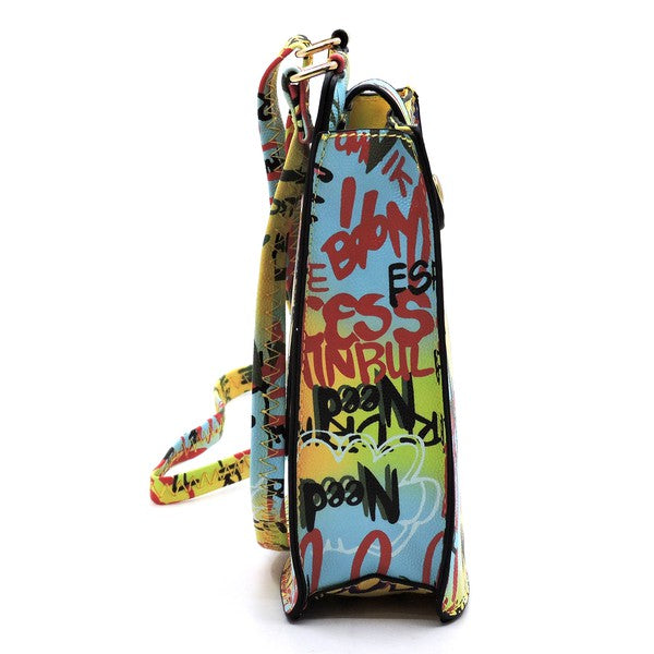 Multi Graffiti Crossbody Bag Cell Phone Purse