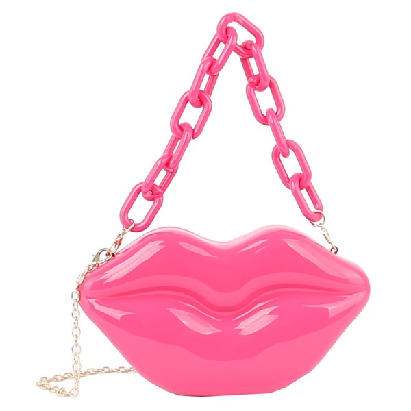 Acrylic Hard Case Lips Clutch Crossbody Bag