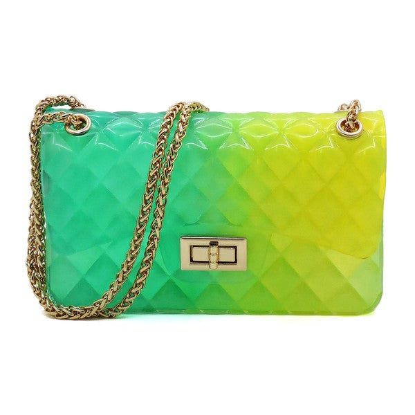 Quilt Embossed Multi Color Jelly Shoulder Bag