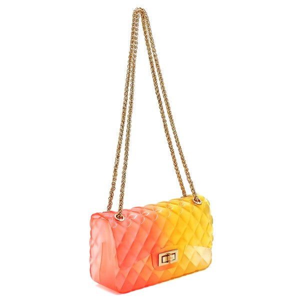 Quilt Embossed Multi Color Jelly Shoulder Bag