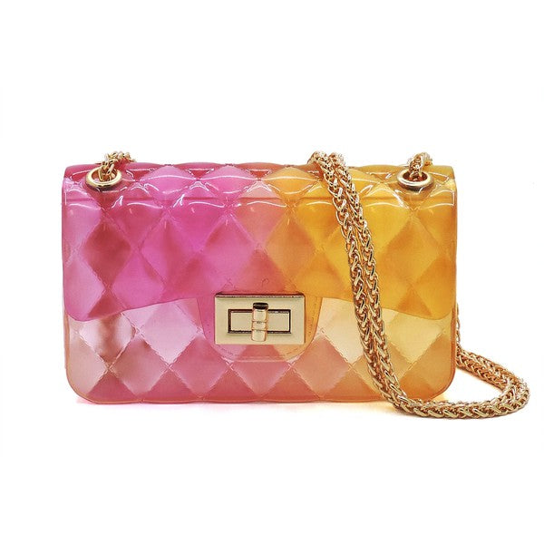 Quilt Embossed Multi Color Jelly Shoulder Bag