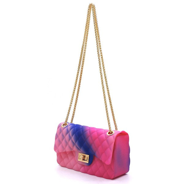 Quilt Embossed Multi Color Jelly Shoulder Bag