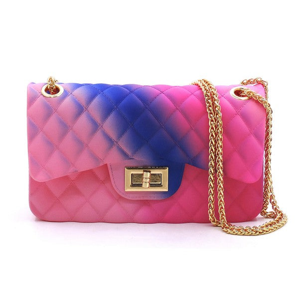 Quilt Embossed Multi Color Jelly Shoulder Bag