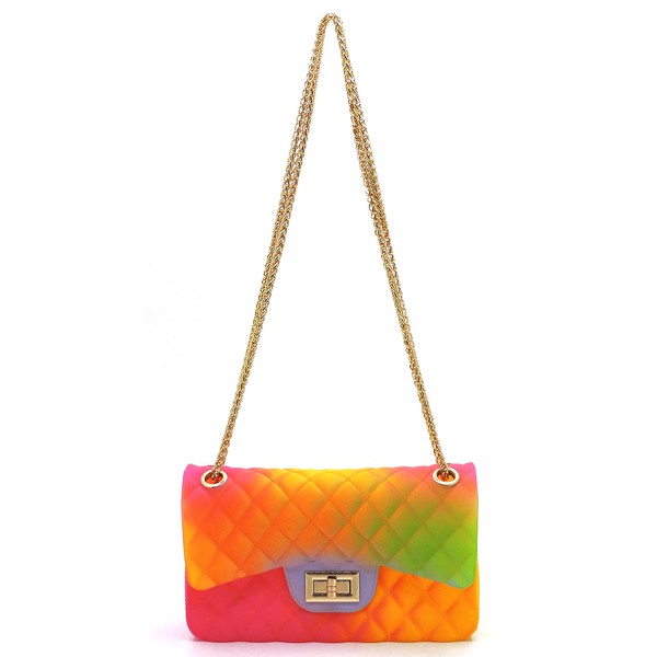 Quilt Embossed Multi Color Jelly Shoulder Bag