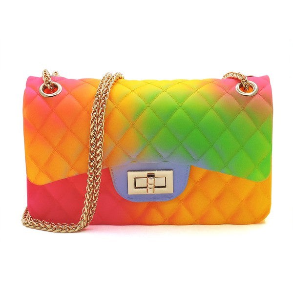 Quilt Embossed Multi Color Jelly Shoulder Bag