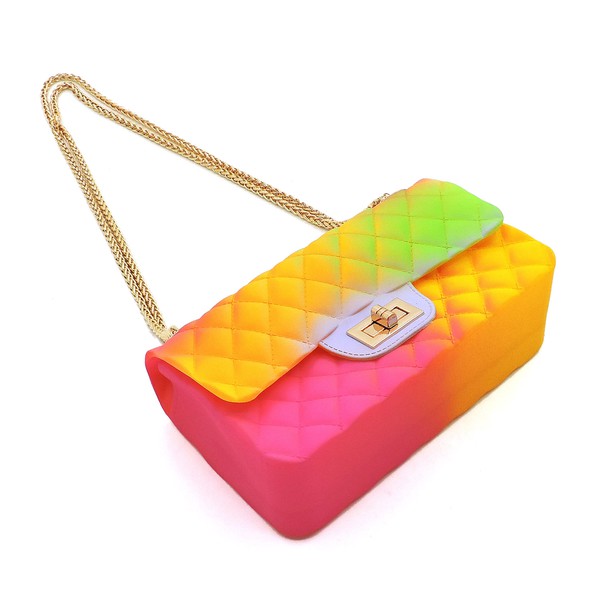 Quilt Embossed Multi Color Jelly Shoulder Bag