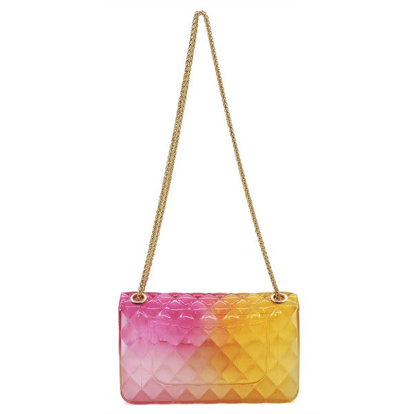 Quilt Embossed Multi Color Jelly Shoulder Bag