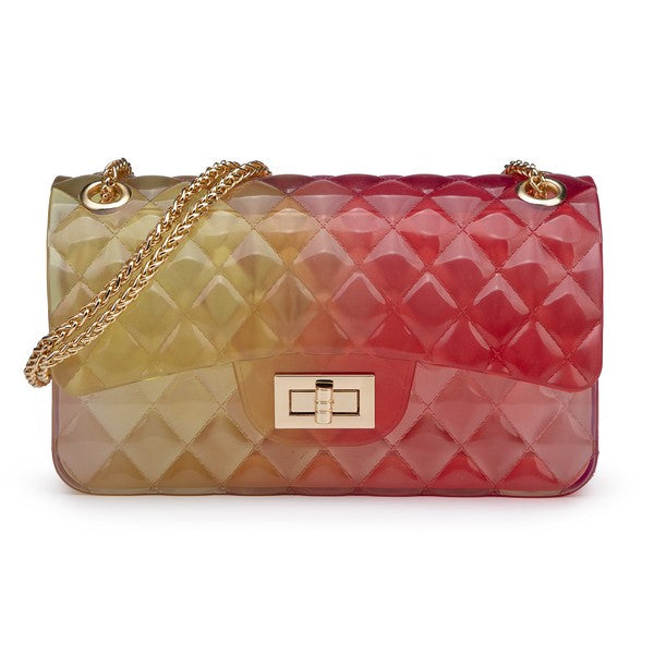 Quilt Embossed Multi Color Jelly Shoulder Bag