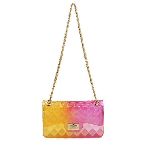 Quilt Embossed Multi Color Jelly Shoulder Bag