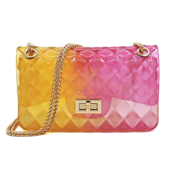 Quilt Embossed Multi Color Jelly Shoulder Bag