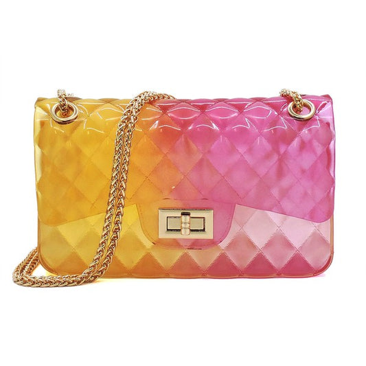 Quilt Embossed Multi Color Jelly Shoulder Bag