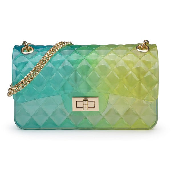 Quilt Embossed Multi Color Jelly Shoulder Bag