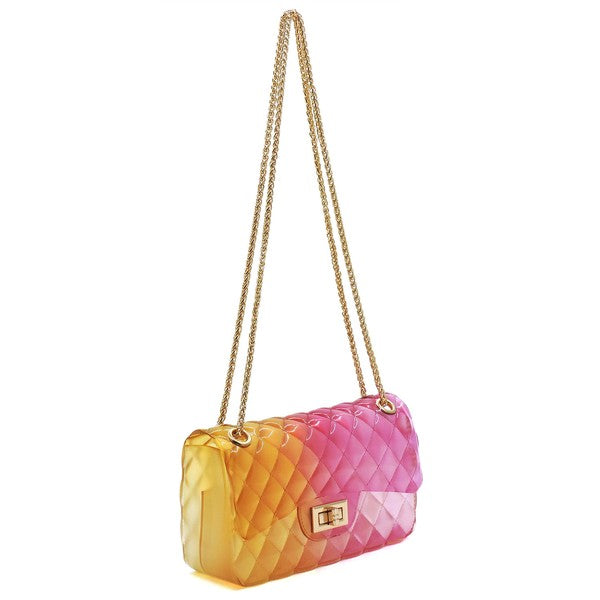 Quilt Embossed Multi Color Jelly Shoulder Bag