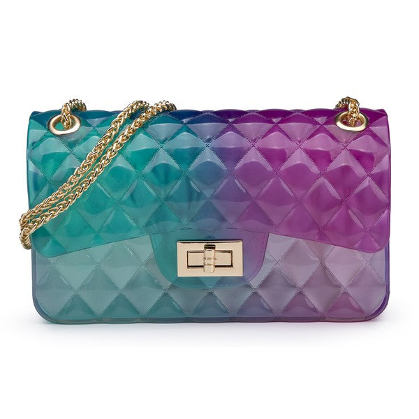 Quilt Embossed Multi Color Jelly Shoulder Bag