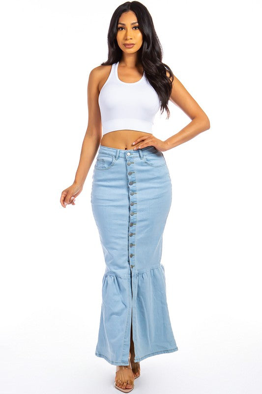 SEXY DENIM MAXI SKIRTS