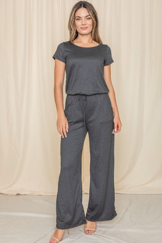 Short Sleeve Jumpsuit W/Pocket