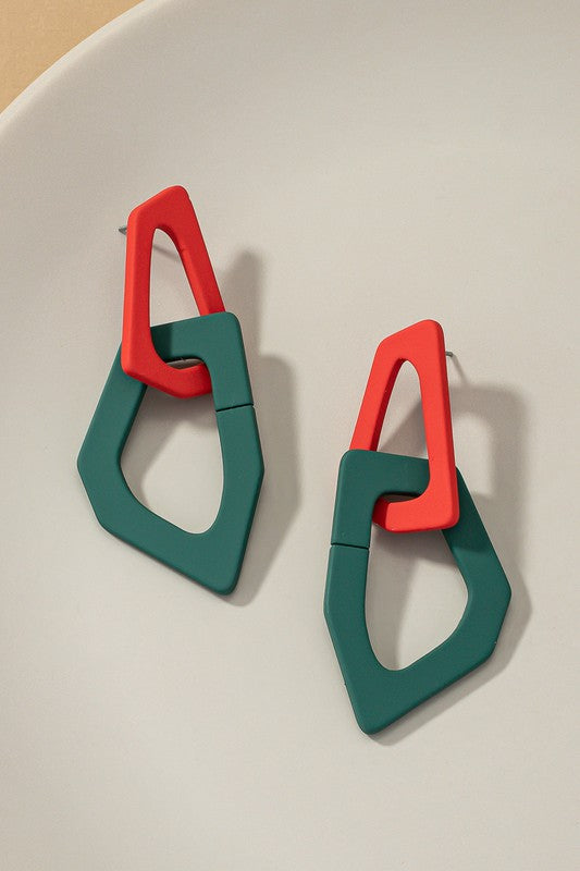 Organic shape chunky link drop earrings