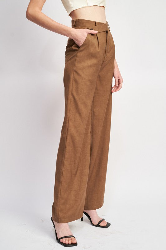 HIGH ASYMMETRICAL WAIST PLEATED PANTS