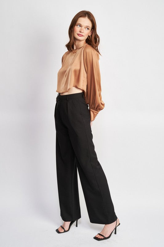 HIGH ASYMMETRICAL WAIST PLEATED PANTS